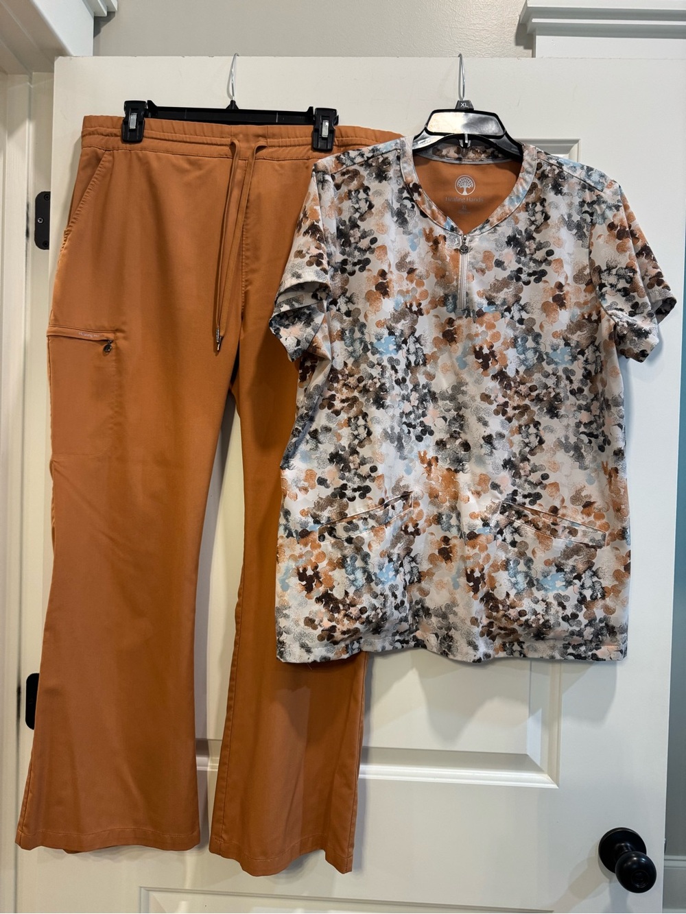 healing hands Rust Tan Boot-Cut Scrub Pants